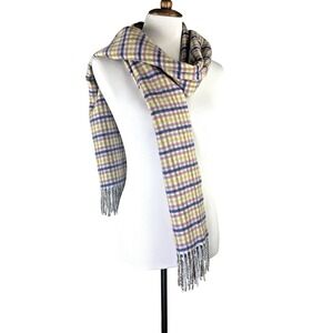 Talbots 100% Cashmere Scarf Womens Multicolor 277473 80 White Pink Blue Tartan